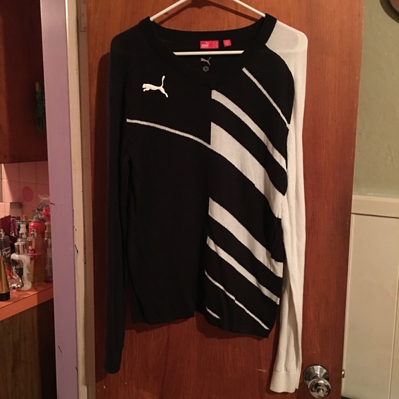 puma black and white sweater